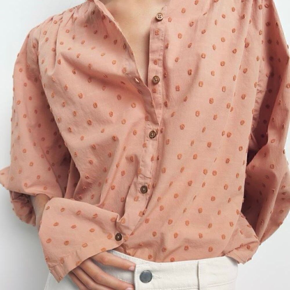 ZARA Swiss Dot Blouse with Voluminous Sleeves Size XS - Picture 3 of 8